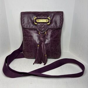 Vintage 2010 Juicy Couture Leather Fringe Tassel Crossbody - Purple